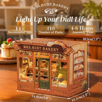 Cutefun Book Nook Kit - DIY Miniature Bread Shop Booknook Kits for Adults and Teens, 3D Wooden Puzzle Bookend Bookshelf with LED Light, Creative Crafts Gifts for Book Lovers (Mrs.Hunt Bakery) - style: Mrs.Hunt Bakery