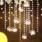 24 Sets Hanging Glass Candle Holder Wedding Glass Globe with Acrylic Gems Bead Garland Tea Light Holder Orbs Container for Flower Plants Micro Landscape DIY Xmas Tree Party Decoration 2.36 Inch