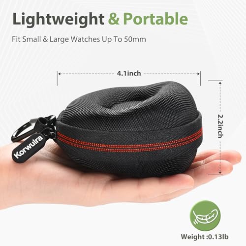 Single Travel Watch Case, Premium Watch Storage Box for Wristwatch & Smartwatch up to 50mm, Portable Crushproof Watch Protection Travel Cases for Men & Women, Travel, Gym, Outdoor Adventures