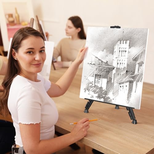 Art Painting Tripod Easel Stands - Portable Adjustable Display Artist Metal Easel with 1 Bag for Tabletop/Floor Painting, Height from 17 to 66 inches, Sturdy for Drawing, Displaying - Black 2 Pack - style: Black-2pack