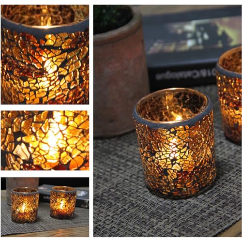 Ciieeo Vintage Style Candlestick Ornament Glass Candle Holder 2.95X2.95X3.34In Scented Candle Craft Desktop Decoration for Home Office Weddings