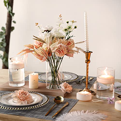 CUCUMI 12pcs Glass Cylinder Vases for Centerpieces, Flower Vases Wedding Decorations, 6 Inch Tall Glass Candle Holder for Table Shelf, Floral Vase Bulk for Home Decor