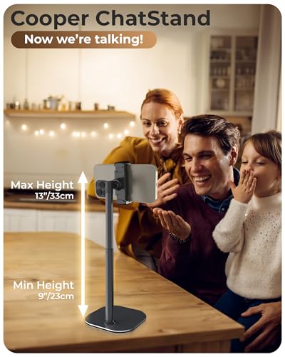 COOPER ChatStand, Adjustable Cell Phone Stand for Desk, Phone Stand for Recording, iPhone Holder for Filming, Small Tripod for iPhone, Fits Samsung, Android Smartphones, (Metallic Gray) - color: C - Metallic Gray