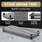 2pc Stone Drying Tray - Diatomite Sink Caddy Kitchen Sink Organizer - Water Absorbing Bathroom Counter - Absorbent Kitchen Soap Tray (Gray w Blk & Silver Feet) - color: Gray