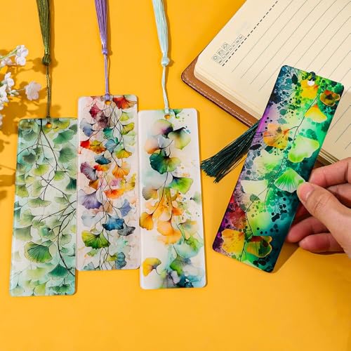 Colorful Art Flower Bookshelf Bookmark - Romantic Artsy Vibe Bookmarks, Perfect Reading Gift for Book Lovers, Bookworms and Friends (Ginkgo Leaf) - style: Ginkgo Leaf