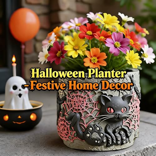 1Pc Gothic Black Cat Jar Silicone Mold 3D Spooky Spiderweb Resin Mold for Epoxy Casting, Concrete DIY Makeup Brush Holder Succulent Planter Pen Cup Candle Handmade Halloween Gifts Home Decor - color: Cat Resin Mold