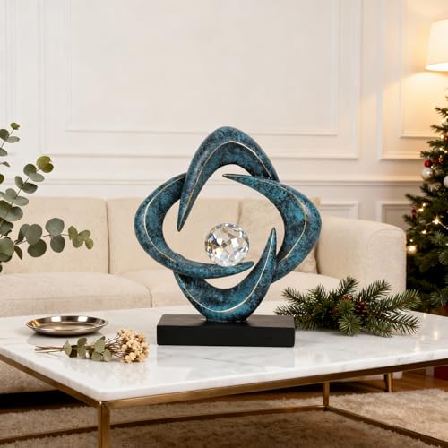 Abstract Art Sculpture, Resin Gold Decorative Statue, Modern White Ornaments for Living Room, Decorativas Modernas for Coffee Table/Entryway/Office Collectibles (Blue&Gold) - color: Blue&gold