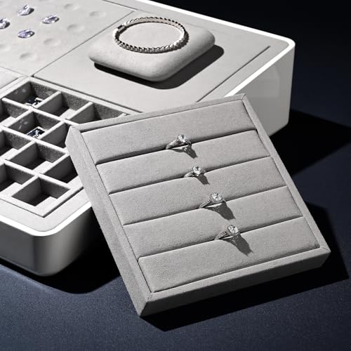 Oirlv Microfiber 4 Slots Jewelry Earring Display Tray Modular Customizable Jewelry Tray - style: P13502