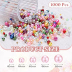 PATIKIL 1000 Pcs No Hole Pearls, 3mm 4mm 5mm 6mm 8mm Mini Round Faux Pearl for Art Crafts Jewelry Making Nail Vase Filler Birthday Wedding Party, Multicolor - color: Multicolor