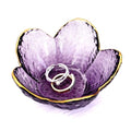 Purple Flower Ring Dish Jewelry Tray, Small Glass Trinket Tray for Rings Earrings, Present for Wife Mom Daughter Women - color: Purple