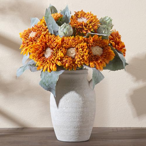 Ceramic Flower Vase Home Decor, 9.76 Inch Large White Decorative Vase, Rustic Farmhouse Vase for Living Room Bedroom Kitchen Table Office Centerpiece Decorations, Holiday & Wedding - color: 013-2