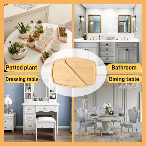 1PCS Bamboo Bathroom Trays - Suitable for The Bathroom,Kitchen,Breakfast Tray and Decorative Tray (10.63 in * 7.09 in) - size: 10.6" x 7.1" x 0.4"