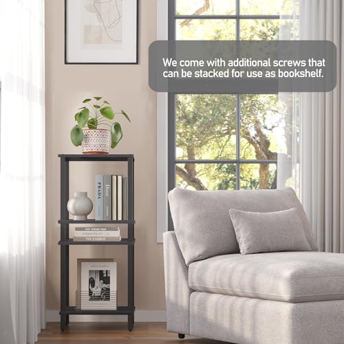 TUTOTAK End Table, Side Table, Nightstand, 2-Tier Storage Shelf, Sofa Side Table for Small Space, Living Room, Bed Room TB01BMK034 - color: Marble Black