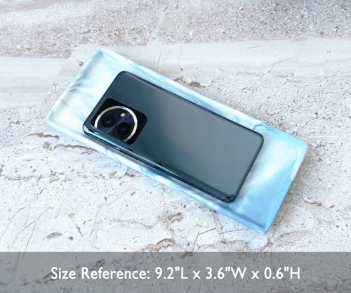 9.2" Porcelain Small Bathroom Tray, Ceramic Countertop and Vanity Tray for Cosmetics, Perfume, Jewelry, Candle - Soap Tray for Kitchen Counter (Blue) - color: Blue, size: 9.2" x 3.6" x 0.6"
