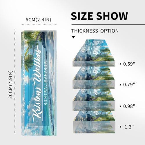 Custom Name Plate Personalized, Acrylic Desk Plate, Office Decor for Women and Men, Employee Appreciation Gifts for Boss, Manager, Teacher, Nurse - color: Beach Coconut Trees