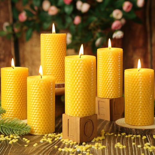 12 Pack Honeycomb Beeswax Candles,240 Hours Long Burning Natural Handmade Beeswax Rolled Pillar Candles, Bees Wax Candles for Home, Prayer,Dripless Smokeless Unscented Pillar Candle 2x4in - color: 2x4in, size: 12pcs