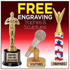 Crown Awards 6" Large Mouth Bass Sculpture, Custom Resin Mascot Award with Personal Engraving Prime