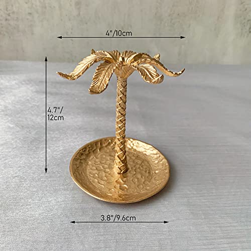 Metal Ring Dish Holder for Jewelry, Coconut Tree Jewelry Dish Ring Holder, Trinket Dish Jewelry Organizer for Dresser Christmas Mothers Day Birthday Wedding Gifts - color: Coconut Tree-Gold