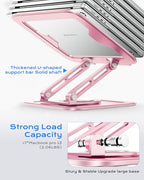 LOXP Adjustable Laptop Stand, Computer Stand with 360 Rotating Base, Ergonomic Laptop Riser Mount for Desk Foldable Protable Computer Desk Fits with MacBook Pro Air (10-16") - Pink - color: Dreamy Pink