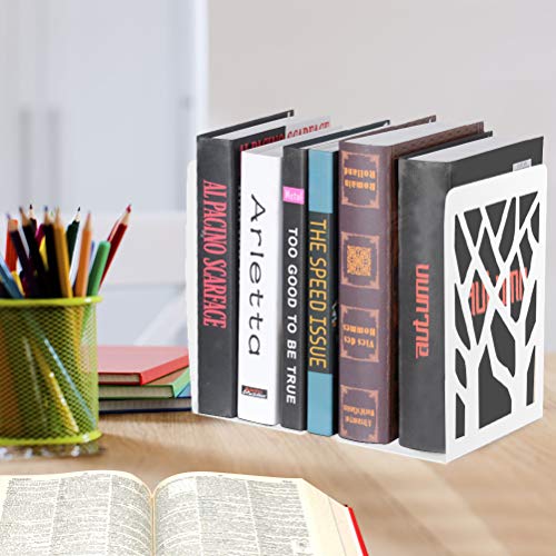 Book Ends, Bookends, Bookends for Shelves, Bookend, Book Ends for Heavy Books, White Metal Book Shelf Holder Home Decorative, Book Stoppers for Shelves, Bookend Supports 2 Pair - size: White-2 Pair