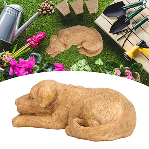 Hapivida Dog Garden Statue, 5.5in Mini Puppy Garden Memorial Stone Sleeping Dog Statue Decor Outdoor Resin Realistics Sculptures Gift Yellow - size: Yellow Dog