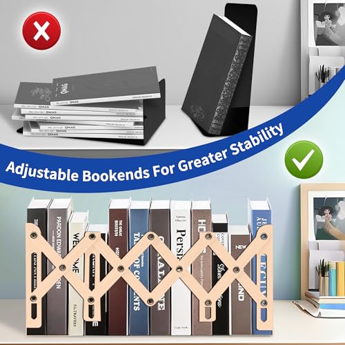 Cookbook Bookends, Kitchen Bookends, Adjustable Metal Book Ends for Shelves Decorative, Unique Design for Heavy Books, Non-Skid Book Holder for Kitchen Housewarming Cooking Lover Gifts (White 1) - color: White 1