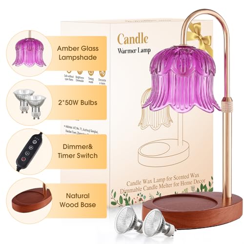 Candle Warmer Lamp Adjustable Timer Electric－Purple Flower-Shaped Wax lamp - color: Purple