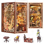 MiniCity Book Nook Kit, DIY Miniature Dollhouse Booknook Kit, 3D Wooden Puzzle Bookend Bookshelf Insert Decor with LED Light for Teens and Adults, Painter's Day at Dusk - style: Painter's Day at Dusk