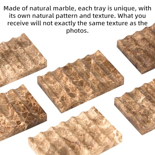 Luxury Marble Soap Dish Tray,Rectangle Stone Marble Soap Tray,Self Draining Soap Holder for Bathroom, Kitchen (Light Brown) - color: Light Brown