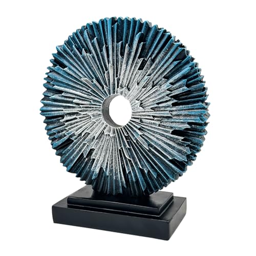 Abstract Statue for Home Decor,Office Desk Sculpture for Men,Creative Round Line Ornament for Bookshelf,Modern Decorative Sculpture,Bedroom,Livngroom,Table(Blue) - color: Blue, size: Round Statue