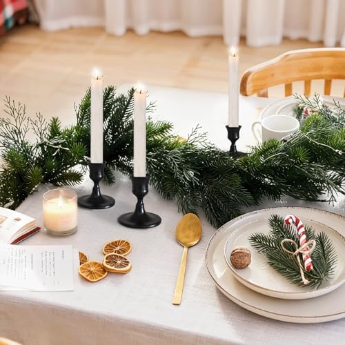 12 Pcs Candle Holders, Black Candlestick Holders Set for Table Centerpiece, Vintage Taper Candle Stand, Home Decor, Weddings, Festival and Dining Parties (Black) - color: 12pc-black
