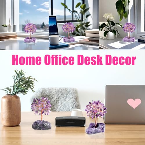 QINJIEJIE Amethyst Crystal Tree of Life Decor Crystals and Healing Stones Reiki Natural Crystals Base Copper Wire Spiritual Meditation Energy Purple Room Office Desk Decor Purple Gifts for Women - color: A-purple - Amethyst, size: 5.2 in