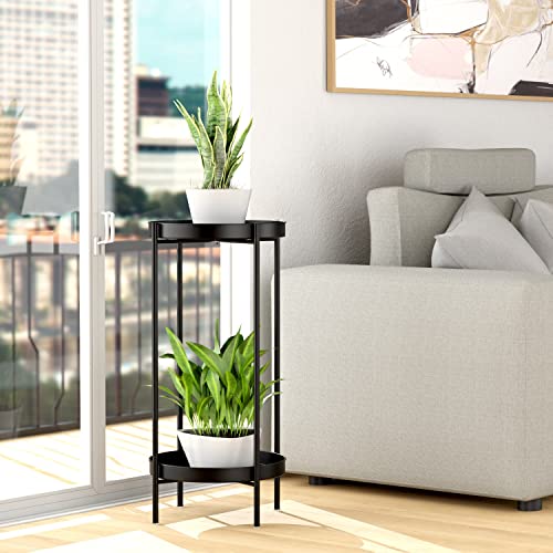 OVICAR Plant Stand Indoor Outdoor - Flower Pot Holder Metal Plant Rack Organizer , 2 Tiers Tall Planter Display Storage Shelf For Home Garden Patio Bathroom Office Living Room Balcony Corner(Black) - color: Black