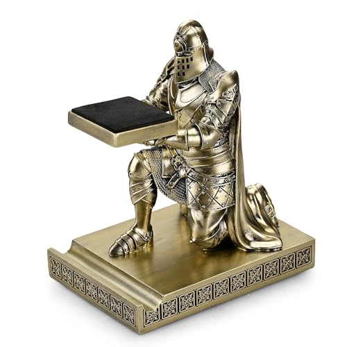 King's Guard Watch Display Stand Eyeglass Jewelry Bracelet Necklace Holder Trays Towers Resin Pen Holder Warrior Knight Mobile Phone Stand for Office & Home (Bronze) - color: Bronze