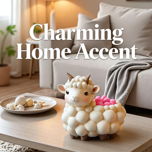 1Pc Cute Sheep Silicone Jar Mold 3D Lamb Shaped Resin Planter Mold for Concrete Casting Epoxy Candle Holder Desk Pen Cup DIY Plaster Art Home Decor Makeup Brush Handmade Gifts - color: Sheep Resin Mold