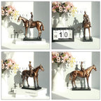 Lukitas Horse Rider Statues and Sculptures, Racing Figurine Home Decor, Equestrian Gift for Horse Lovers, Horseback Riding Ornament, Resin 10.5''