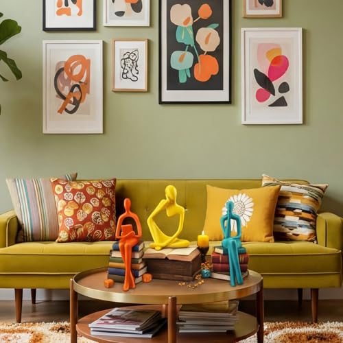 AceOrbit 3 Pcs Thinker Statues Mid Century Modern Decoration Thinker Sculptures Abstract Art Ornament Modern Aesthetic Figurine Decor Suitable for Home Bedroom Office Shelf Table Desk Bookshelf Decor - style: Thinker
