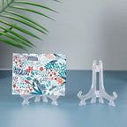 Artliving 4" Clear Plastic Stand Cookie Holder Display Stand Place Card Holder Display Easels at Weddings, Birthday Party(24 Pack) - color: White, size: 4inch(24piece)