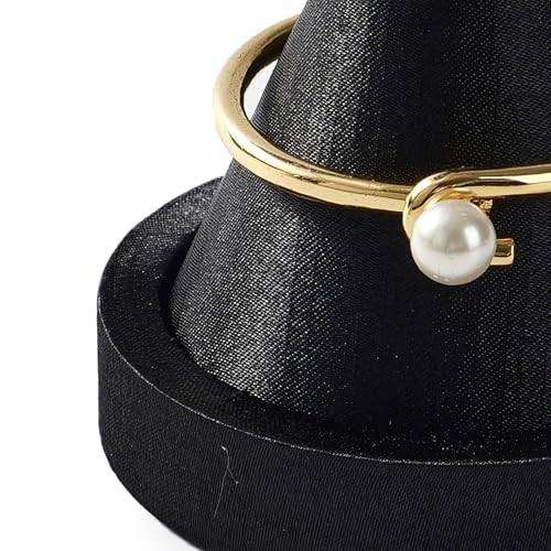 Solid Wood Bracelet Bangle Holder Microfiber Watch Jewelry Display Stand for Vendors Exhibit/Trade Shows/Retail Stores (Silk Black) - color: Silk Black