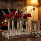 Glass Bud Vases Bulk 12 Pcs - Clear Ribbed Wedding Centerpiece Vases, Small Flower Vases for Table Decor, Party Events & Home Decor