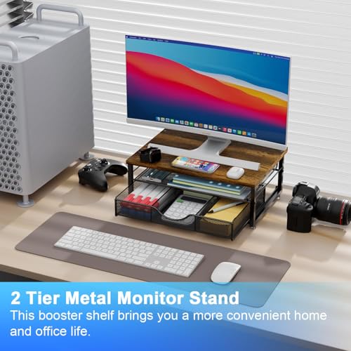 gianotter Computer Monitor Stand Riser, office organizer with Drawer, Office Organizers Storage for Classroom Office Supplies (Wood) - color: Wood