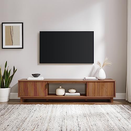 Walker Edison Arundo Fluted TV Stand for TVs up to 80 Inches, 70" TV Stand, Mocha - color: Mocha, size: 70" TV Stand