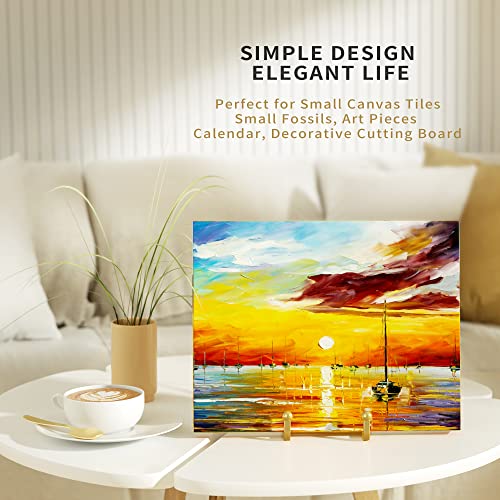 IPAME Metal Square Wire Plate Stands for Display - 4.5 Inch Holder + Picture Frame Stand Easel for Book, Decorative Plate, Plaque, Photo, Platter (Gold 2 Pack) - size: 4.5 Inch