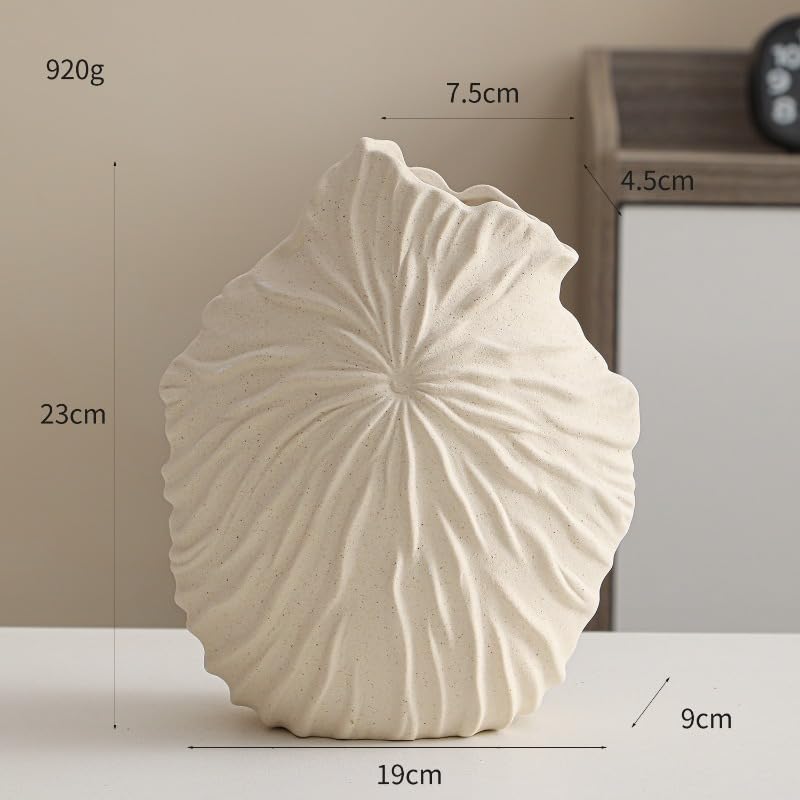 White Ceramic Vase – Nordic Minimalist Unglazed Stoneware Flower Vessel, Living-Room Centerpiece, Boho-Soft Furnishing Accent (Type 06) - color: Type 06