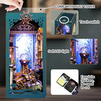 Book Nook Kit with Dust Cover & Stickers, Dust Cover, Bookshelf Insert Decor for Birthday, 3D Wooden Bookends Puzzle, Miniature Dollhouse Kit for Adults, Teens, Beginners（Mysterious Underwater） - style: Mysterious Underwater