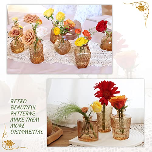 Set of 22 Amber Glass Mini Bud Vase For Bulk Rustic Wedding Decorations, Centerpieces, Vintage Look Home Table Flower Décor,Clear - color: Amber