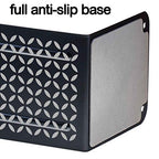 Acrimet Metal Bookends, Non-Skid Book Stand for Shelves, Heavy Duty Book Stopper, 6-7/8" H x 4" W x 4-1/2“ D, (Black Bookends with Silver Design), 1 Pair - color: Black Bookend With Silver Design, size: 10 cm X 11,5 cm X 17,5 cm