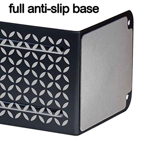 Acrimet Metal Bookends, Non-Skid Book Stand for Shelves, Heavy Duty Book Stopper, 6-7/8" H x 4" W x 4-1/2“ D, (Black Bookends with Silver Design), 1 Pair - color: Black Bookend With Silver Design, size: 10 cm X 11,5 cm X 17,5 cm