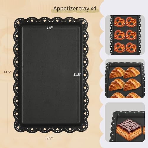 Pack of 10 NWK Cake Stand Set, with 3 x Two-Tier and 3 x Three-Tier Cupcake Stands, 4 x Appetizer Trays, 1 x Tablecloth for Birthday Bridal Baby Shower Party (Black) - color: Black