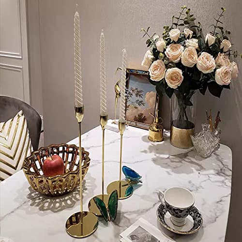 Gold Taper Candle Holders, Set of 6 Gold Candlestick Holders Taper Candle Holders fits 3/4" Thick Pillar Candle Led Modern Metal Candles, Elegant Stands Decorative Table Candle Holder - color: Lemon Gold